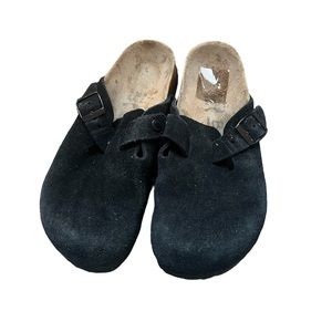 Birkenstock Black Suede Boston Clogs by Betula, size 37